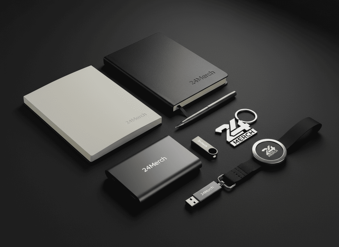 Корпоративные аксессуары с логотипом: блокноты, ручки, powerbank, флешки, брелоки на заказ